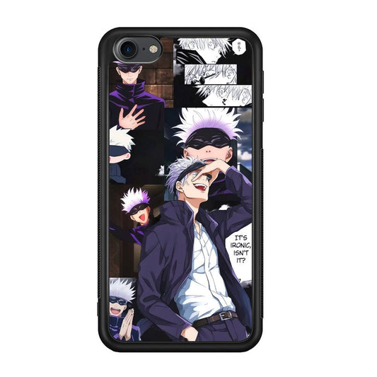 Jujutsu Kaisen Gojo Thinks Ironic iPod Touch 6 Case-Rubber Black (2D Case)-Oxvistore