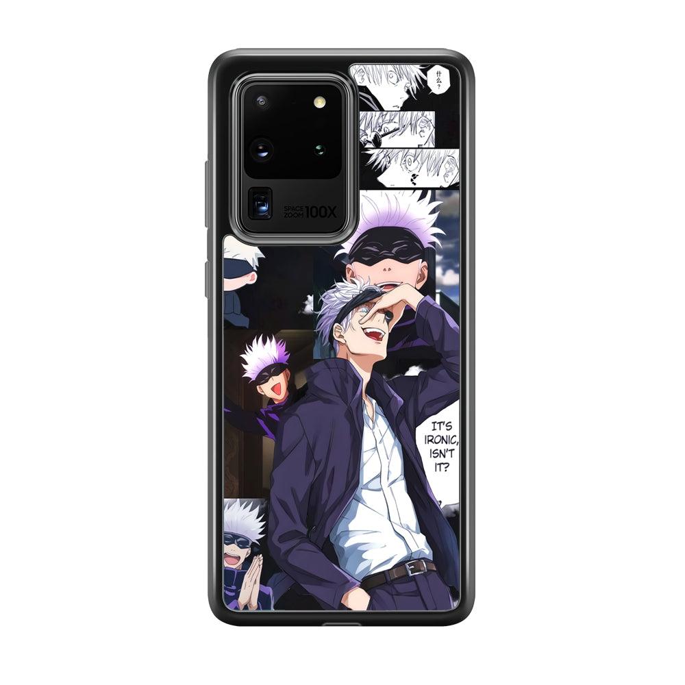Jujutsu Kaisen Gojo Thinks Ironic Samsung Galaxy S20 Ultra Case-Rubber Black (2D Case)-Oxvistore