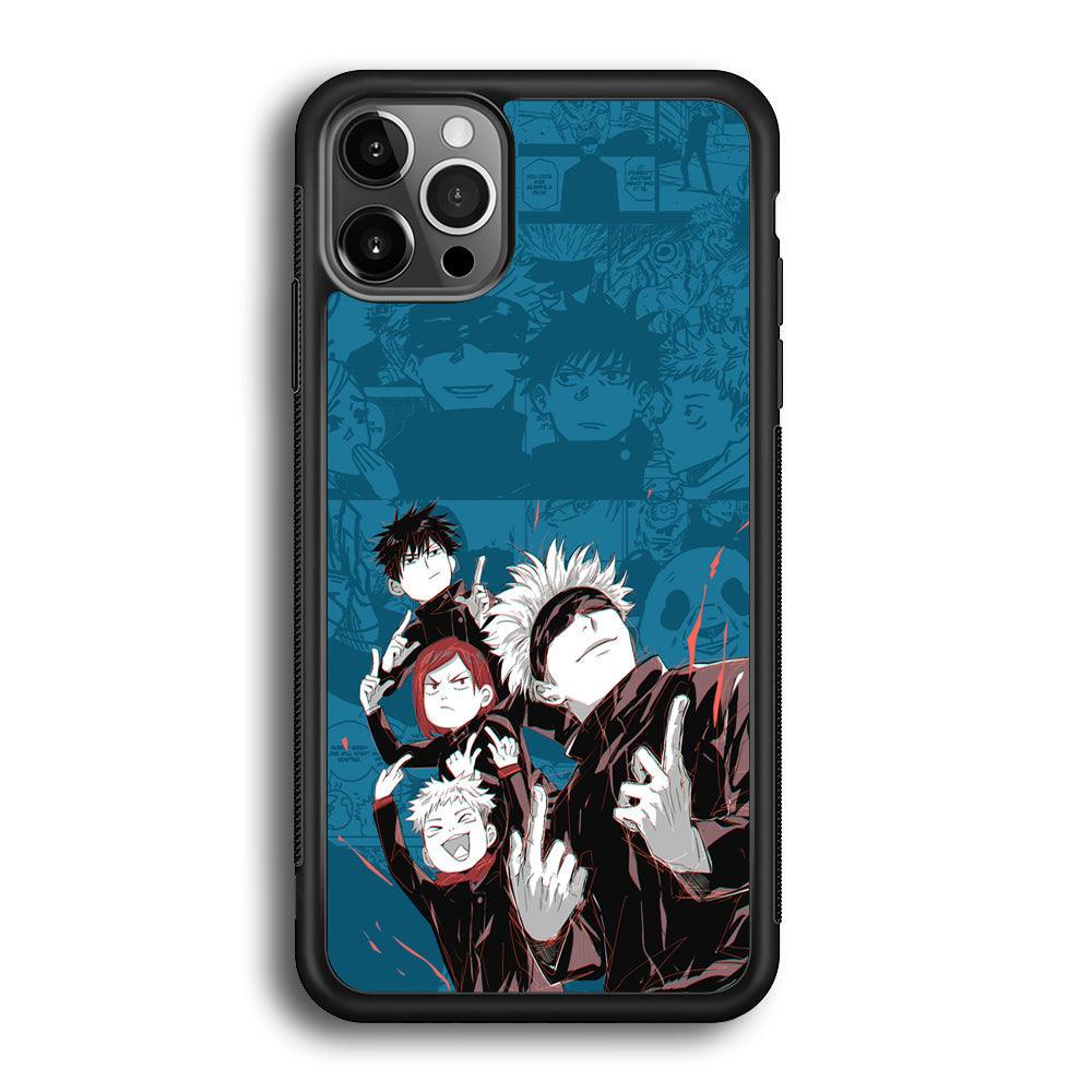 Jujutsu Kaisen Joking with Friends iPhone 12 Pro Case-Rubber Black (2D Case)-Oxvistore