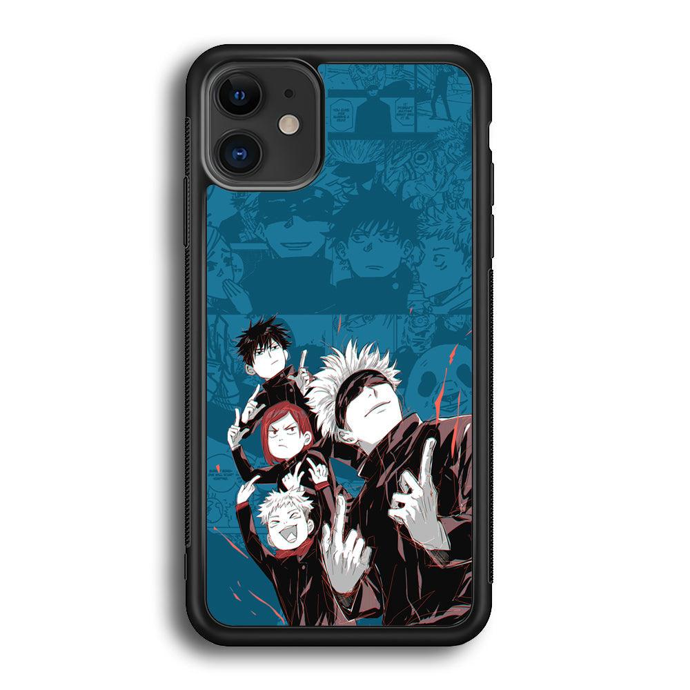 Jujutsu Kaisen Joking with Friends iPhone 11 Case-Rubber Black (2D Case)-Oxvistore