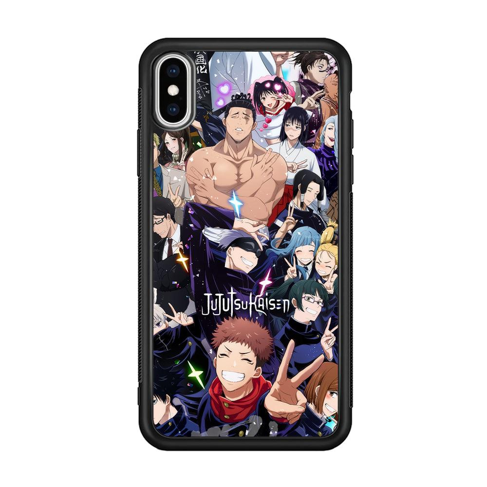 Jujutsu Kaisen Peace for Victory iPhone XS Case-Rubber Black (2D Case)-Oxvistore
