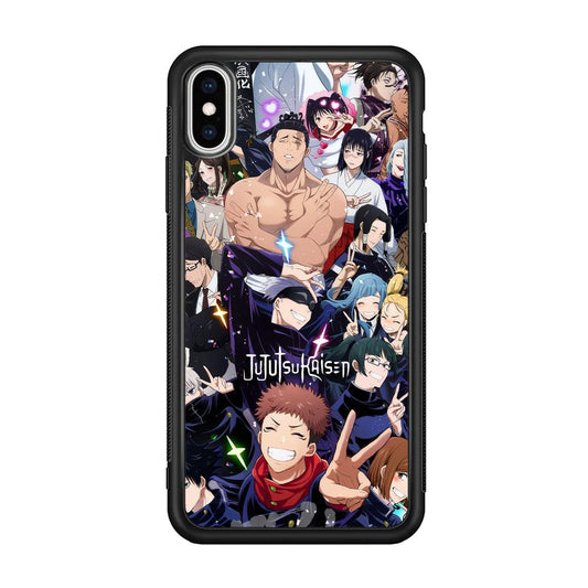 Jujutsu Kaisen Peace for Victory iPhone XS Case-Rubber Black (2D Case)-Oxvistore