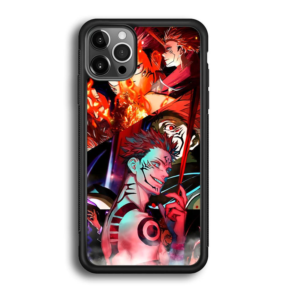 Jujutsu Kaisen Sukuna Pics Collage iPhone 12 Pro Max Case-Rubber Black (2D Case)-Oxvistore