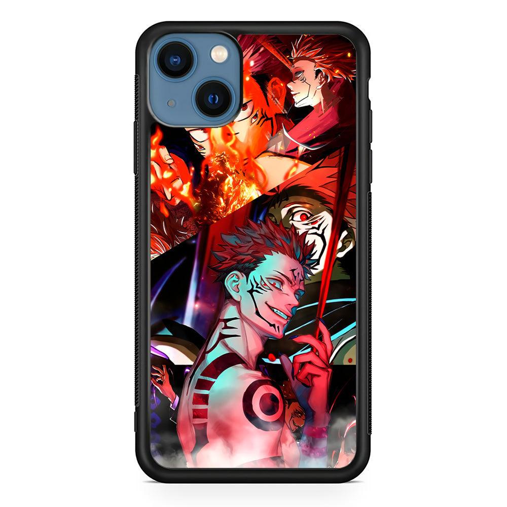 Jujutsu Kaisen Sukuna Pics Collage iPhone 15 Case-Rubber Black (2D Case)-Oxvistore