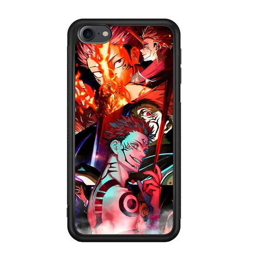 Jujutsu Kaisen Sukuna Pics Collage iPod Touch 6 Case-Rubber Black (2D Case)-Oxvistore