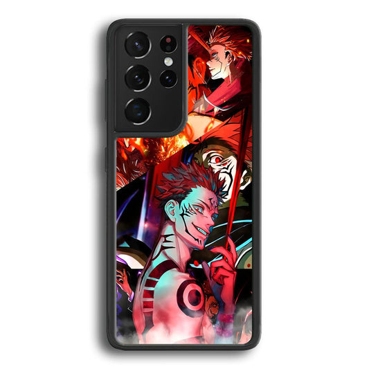 Jujutsu Kaisen Sukuna Pics Collage Samsung Galaxy S21 Ultra Case-Rubber Black (2D Case)-Oxvistore