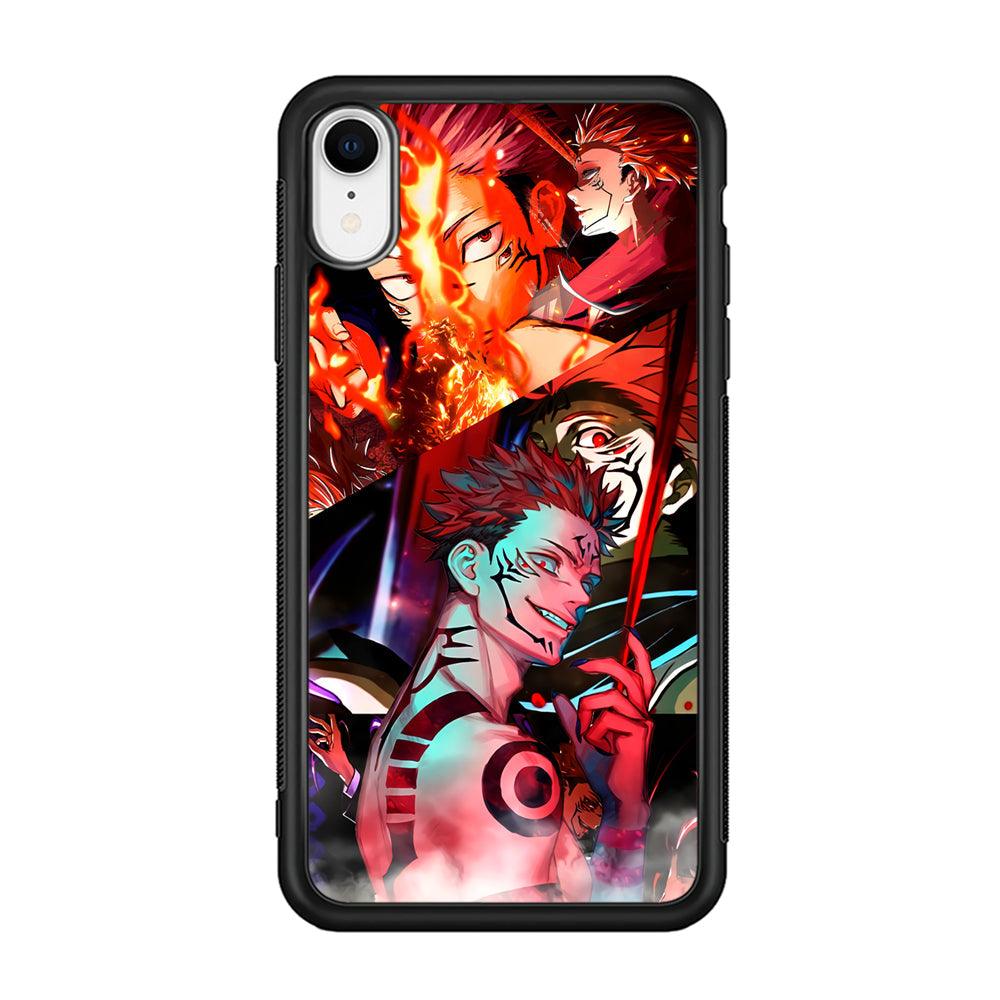 Jujutsu Kaisen Sukuna Pics Collage iPhone XR Case-Rubber Black (2D Case)-Oxvistore