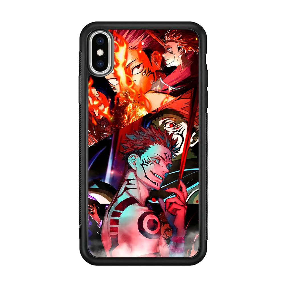 Jujutsu Kaisen Sukuna Pics Collage iPhone Xs Max Case-Rubber Black (2D Case)-Oxvistore