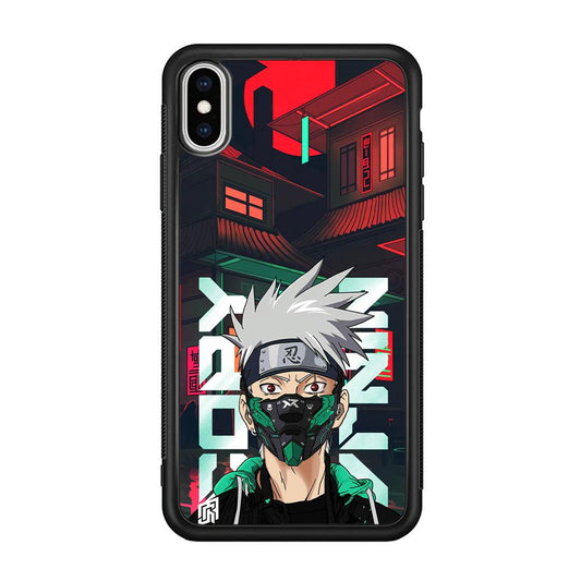 Kakashi The Ultimate Copy Jutsu iPhone Xs Max Case-Rubber Black (2D Case)-Oxvistore