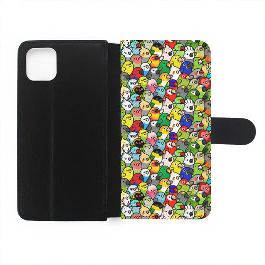 Kawaii Birds Pattern Flip Wallet Phone Case