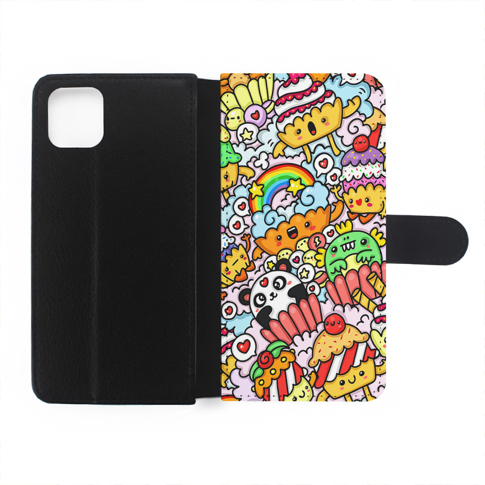 Kawaii Cupcake Graffiti Doodles Flip Wallet Phone Case