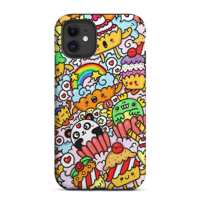 Kawaii Cupcake Graffiti Doodles 2 in 1 Tough Phone Case