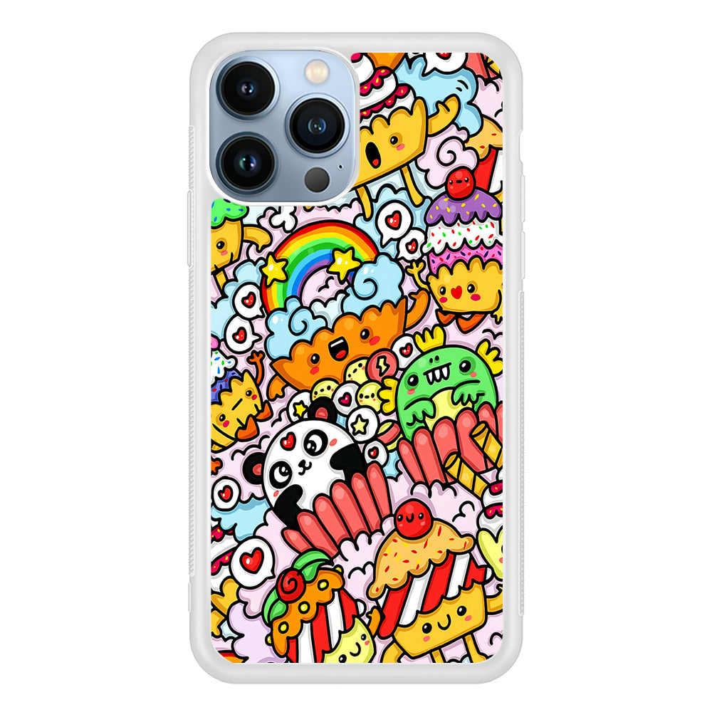 Kawaii Cupcake Graffiti Doodles 2D Rubber Phone Case