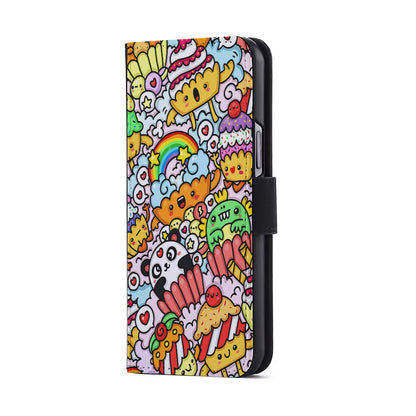 Kawaii Cupcake Graffiti Doodles Flip Wallet Phone Case