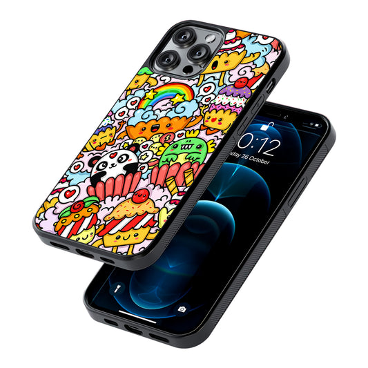 Kawaii Cupcake Graffiti Doodles 2D Rubber Phone Case