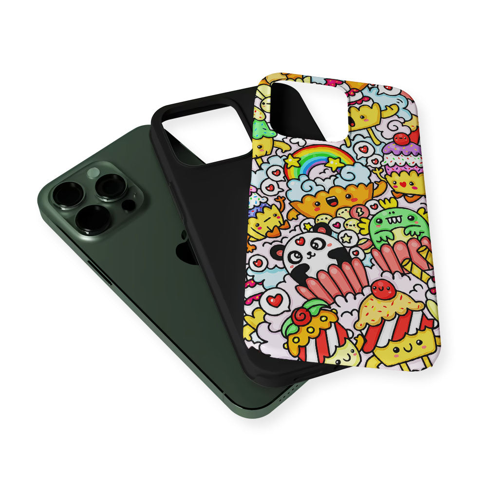 Kawaii Cupcake Graffiti Doodles 2 in 1 Tough Phone Case