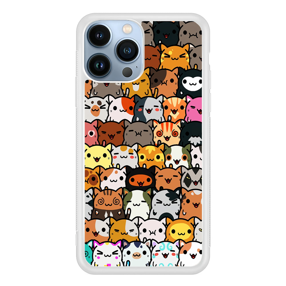 Kawaii Cute Cats Lovers Pattern 2D Rubber Phone Case