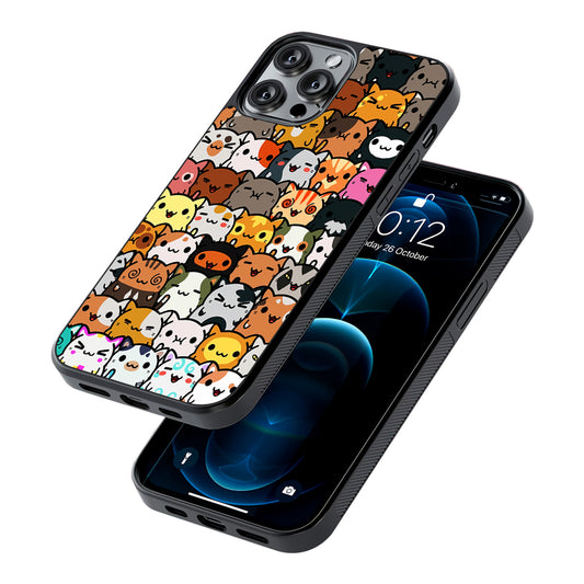 Kawaii Cute Cats Lovers Pattern 2D Rubber Phone Case