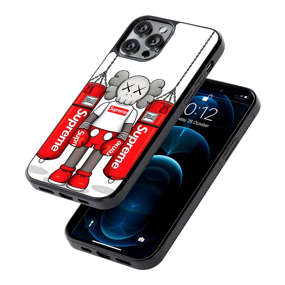 Kaws X Supreme Boxing Hypebeast 2D Rubber Phone Case-Oxvistore