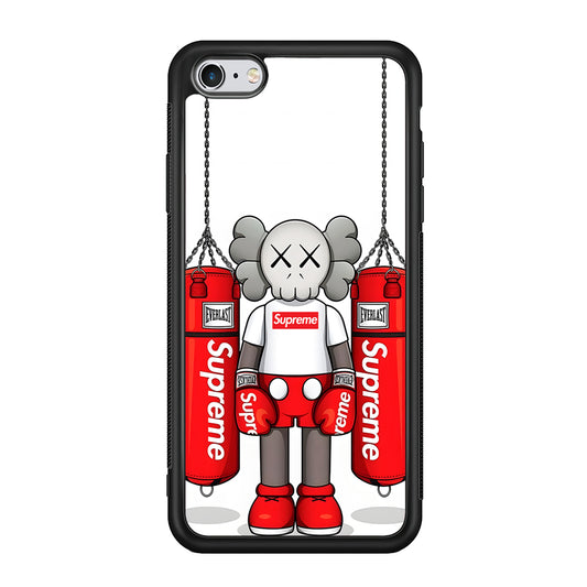 Kaws X Supreme Boxing Hypebeast iPhone 6 | 6s Case-Rubber Black (2D Case)-Oxvistore