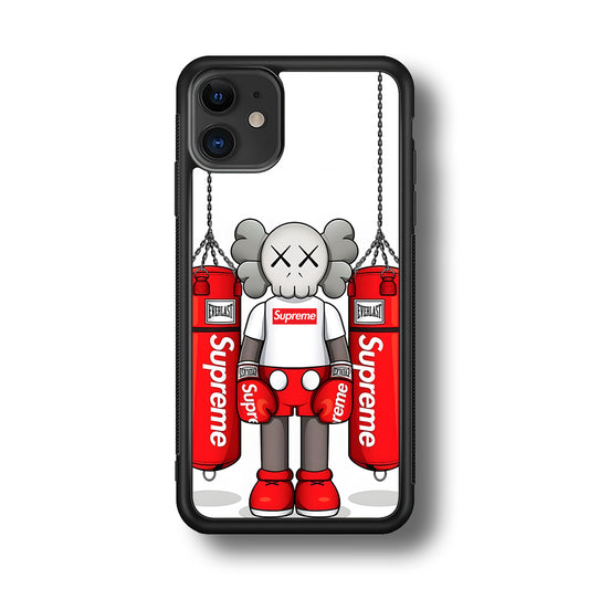 Kaws X Supreme Boxing Hypebeast iPhone 11 Case-Rubber Black (2D Case)-Oxvistore