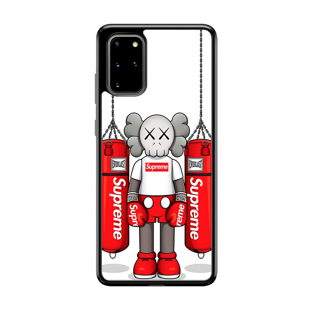 Kaws X Supreme Boxing Hypebeast Samsung Galaxy S20 Plus Case-Rubber Black (2D Case)-Oxvistore