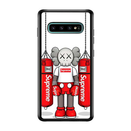 Kaws X Supreme Boxing Hypebeast Samsung Galaxy S10 Case-Rubber Black (2D Case)-Oxvistore