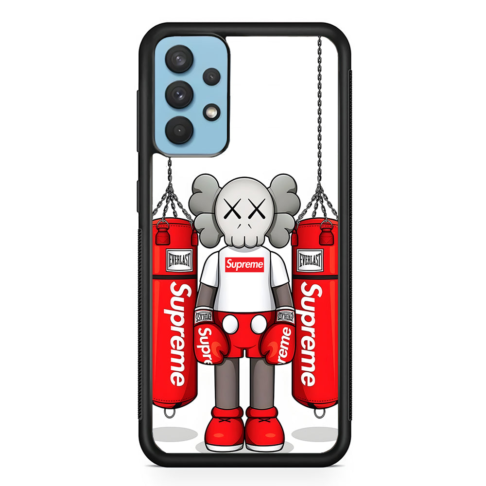 Kaws X Supreme Boxing Hypebeast Samsung Galaxy A32 Case-Rubber Black (2D Case)-Oxvistore