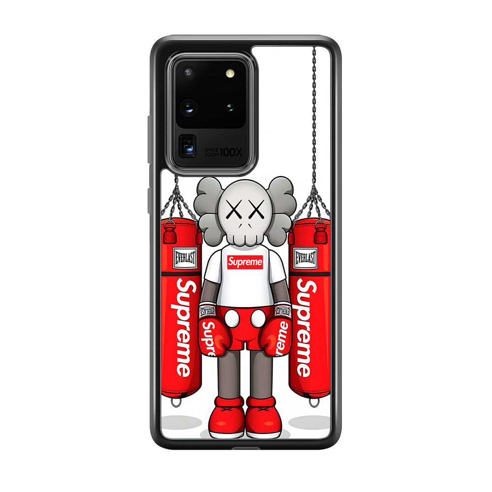 Kaws X Supreme Boxing Hypebeast Samsung Galaxy S20 Ultra Case-Rubber Black (2D Case)-Oxvistore