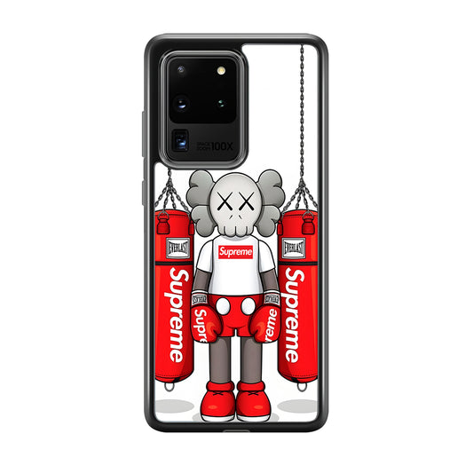 Kaws X Supreme Boxing Hypebeast Samsung Galaxy S20 Ultra Case-Rubber Black (2D Case)-Oxvistore