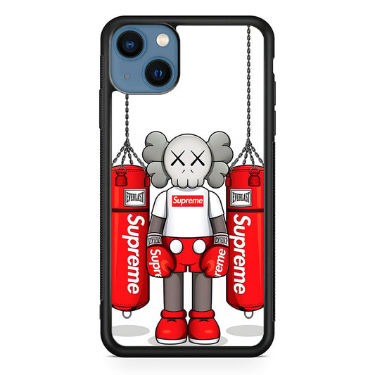 Kaws X Supreme Boxing Hypebeast iPhone 15 Plus Case-Rubber Black (2D Case)-Oxvistore