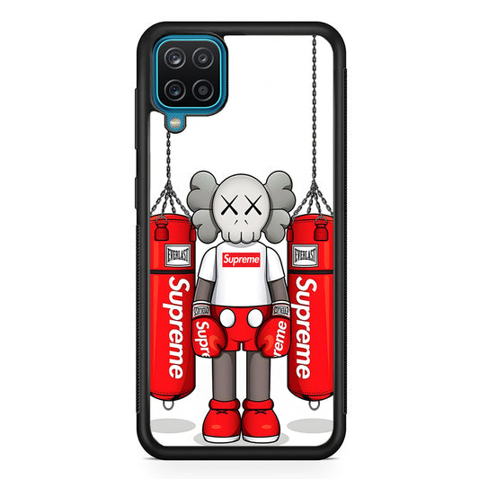 Kaws X Supreme Boxing Hypebeast Samsung Galaxy A12 Case-Rubber Black (2D Case)-Oxvistore