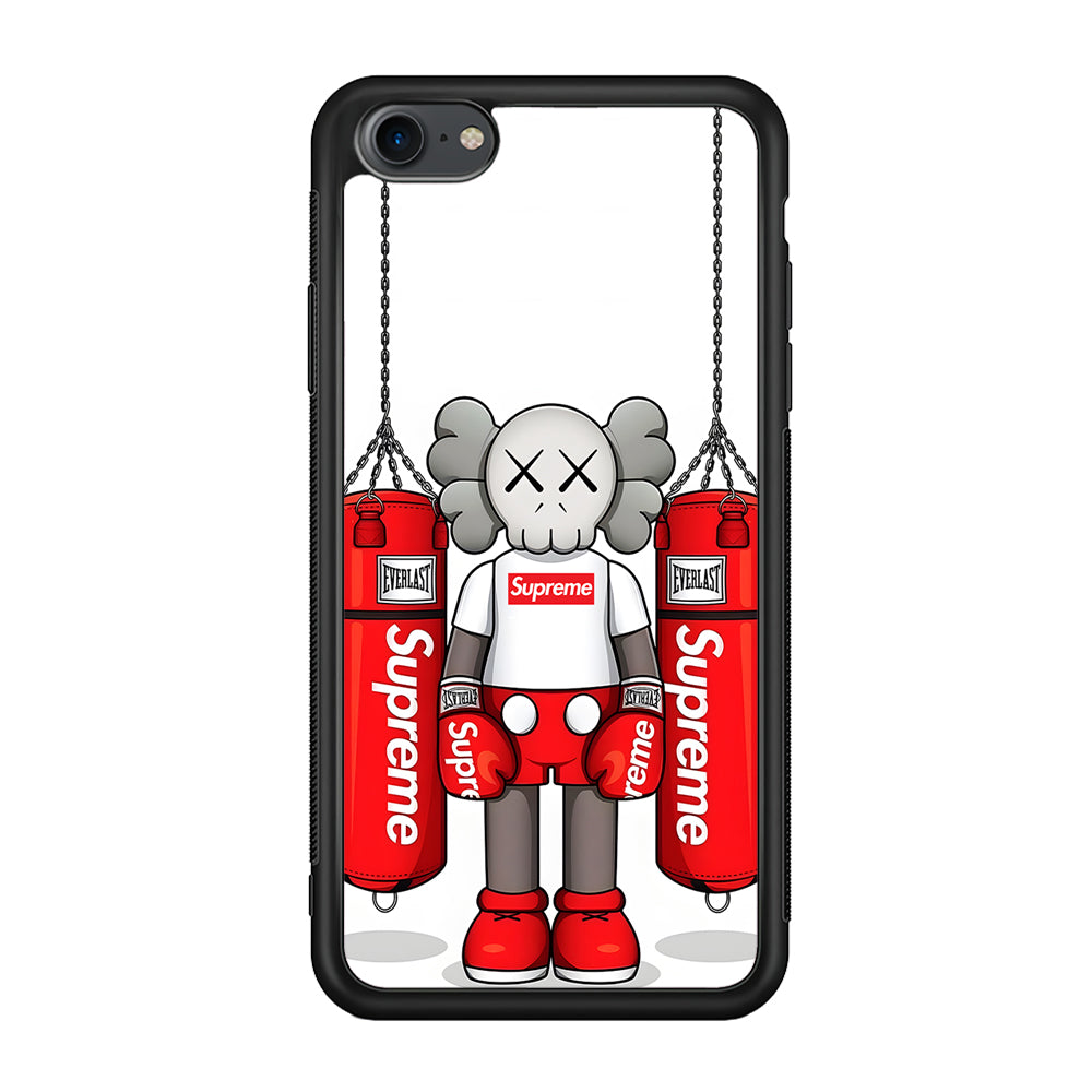 Kaws X Supreme Boxing Hypebeast iPhone 8 Case-Rubber Black (2D Case)-Oxvistore