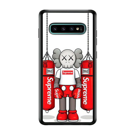 Kaws X Supreme Boxing Hypebeast Samsung Galaxy S10 Plus Case-Rubber Black (2D Case)-Oxvistore