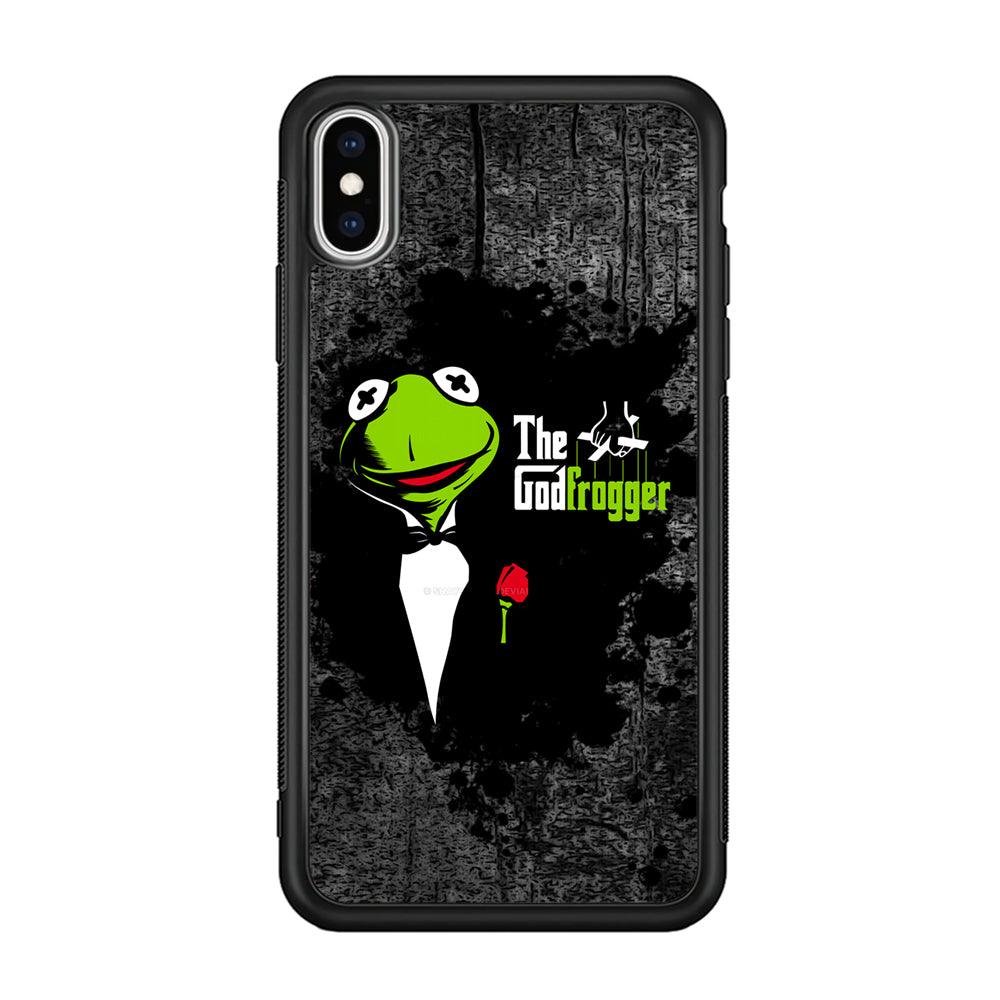 Kermit Frog is Godfrogger iPhone Xs Max Case-Rubber Black (2D Case)-Oxvistore