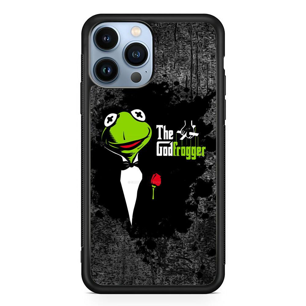Kermit Frog is Godfrogger iPhone 13 Pro Max Case-Rubber Black (2D Case)-Oxvistore