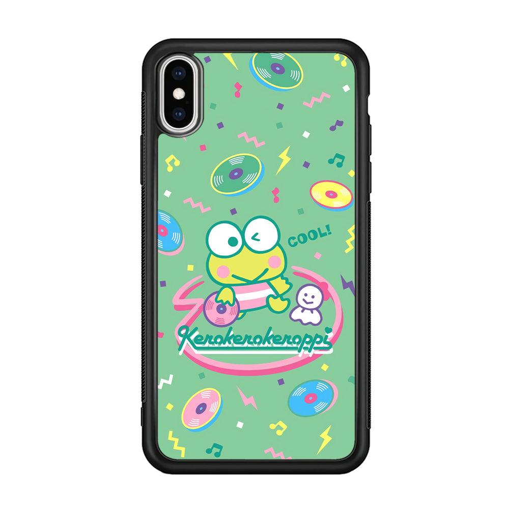 Keroppi Cool DJ iPhone XS Case-Rubber Black (2D Case)-Oxvistore