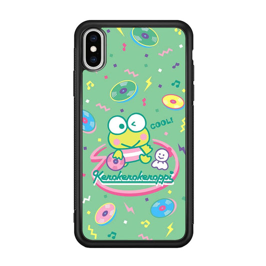 Keroppi Cool DJ iPhone XS Case-Rubber Black (2D Case)-Oxvistore