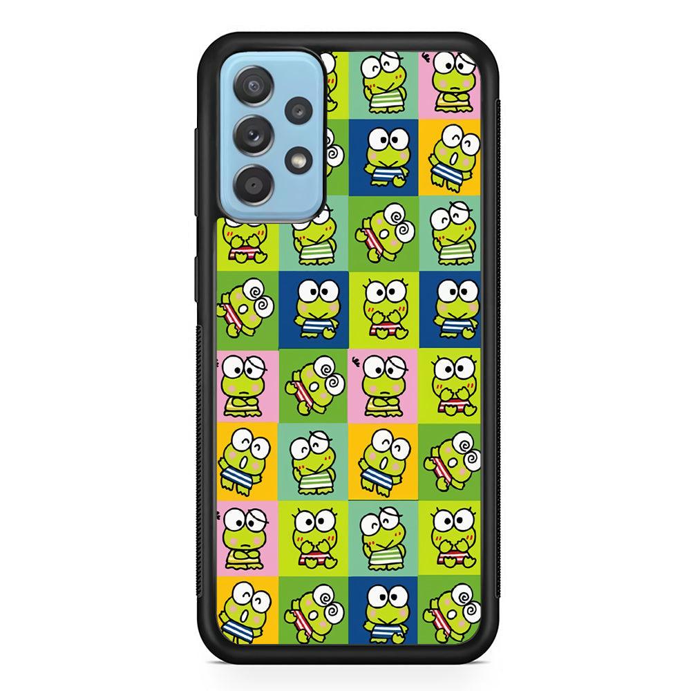 Keroppi Expression on Square Frame Samsung Galaxy A52 Case-Rubber Black (2D Case)-Oxvistore
