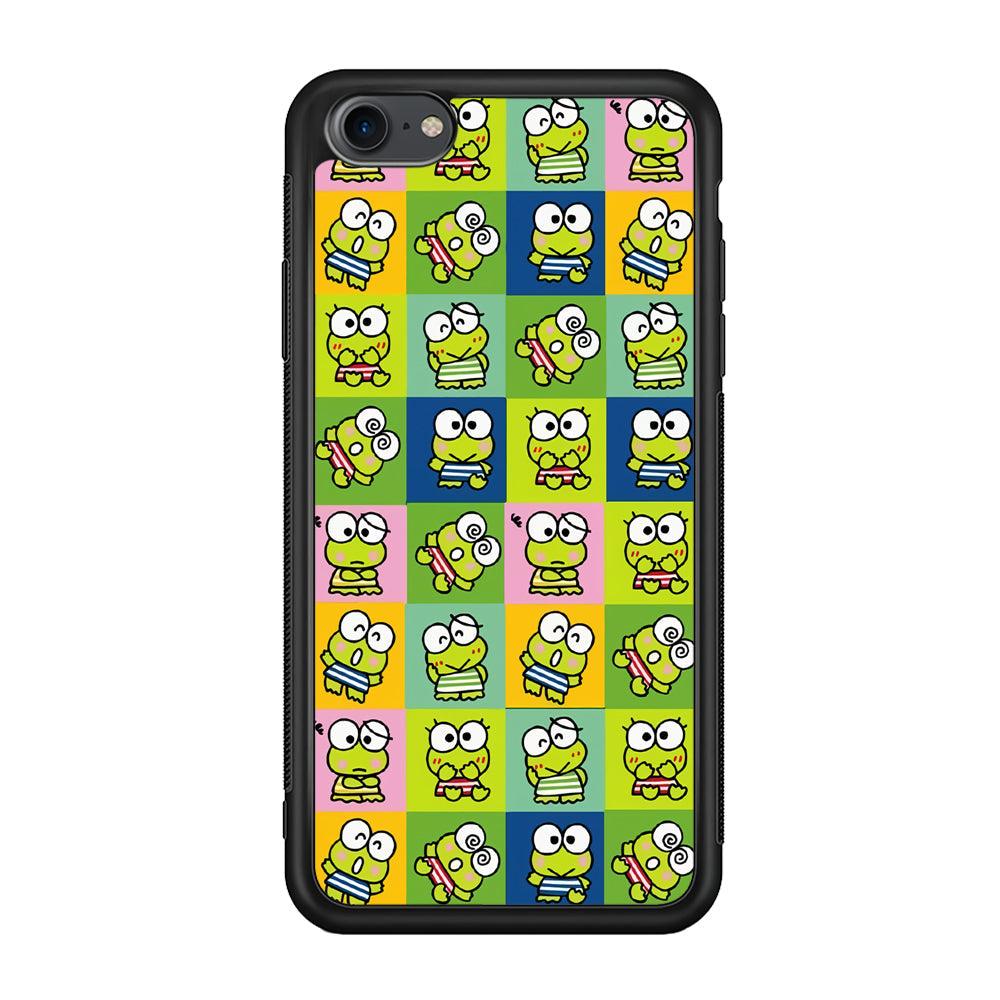 Keroppi Expression on Square Frame iPhone 7 Case-Rubber Black (2D Case)-Oxvistore