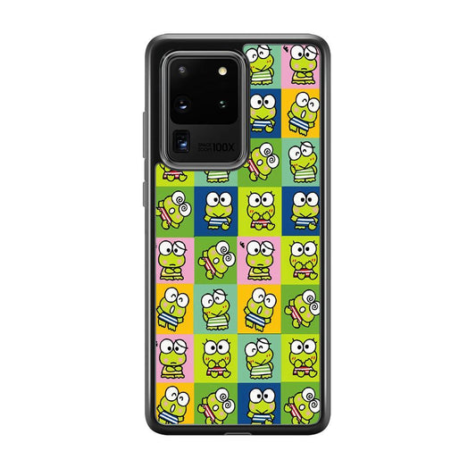 Keroppi Expression on Square Frame Samsung Galaxy S20 Ultra Case-Rubber Black (2D Case)-Oxvistore