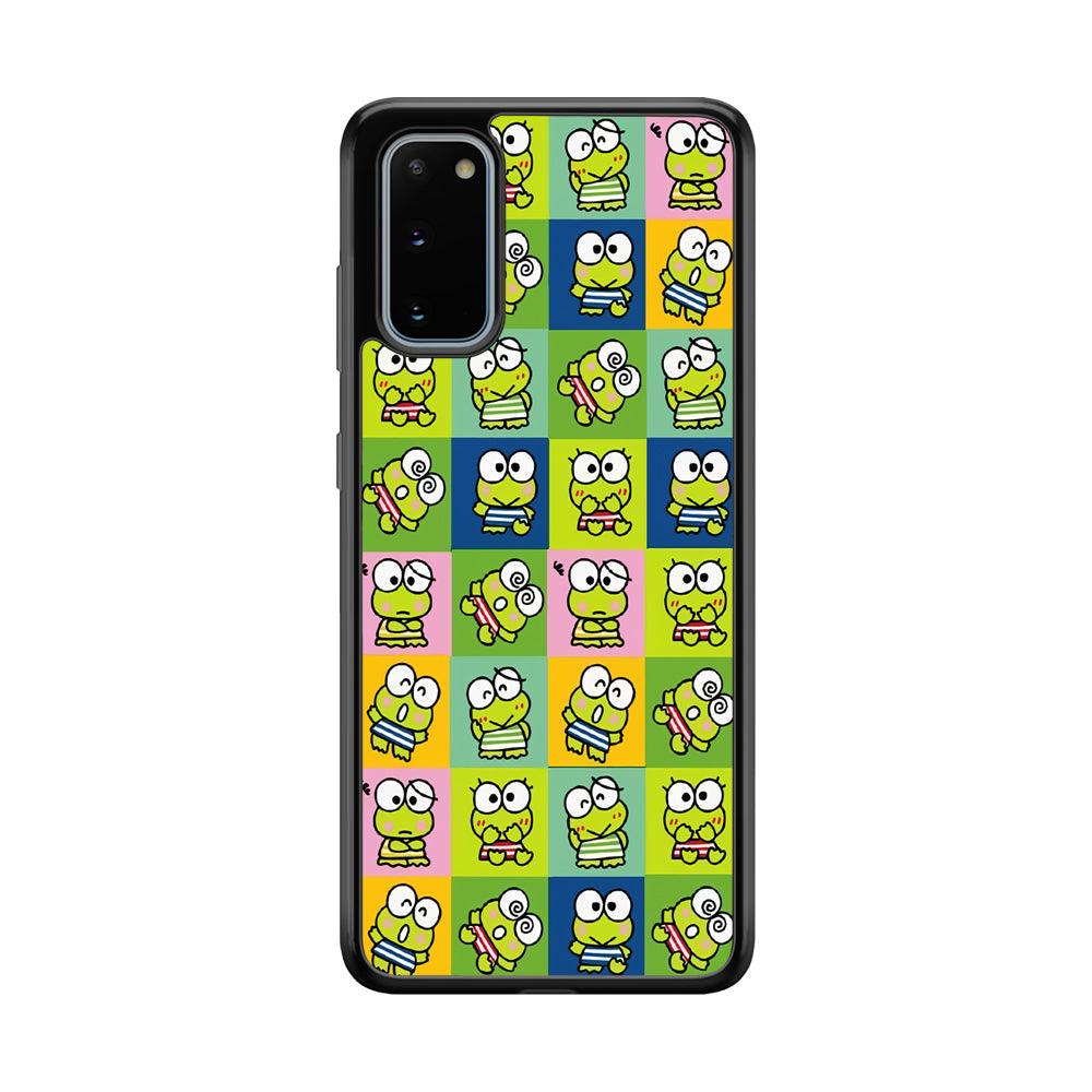 Keroppi Expression on Square Frame Samsung Galaxy S20 Case-Rubber Black (2D Case)-Oxvistore