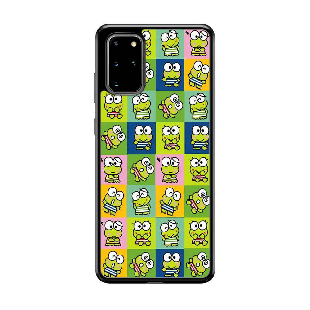 Keroppi Expression on Square Frame Samsung Galaxy S20 Plus Case-Rubber Black (2D Case)-Oxvistore