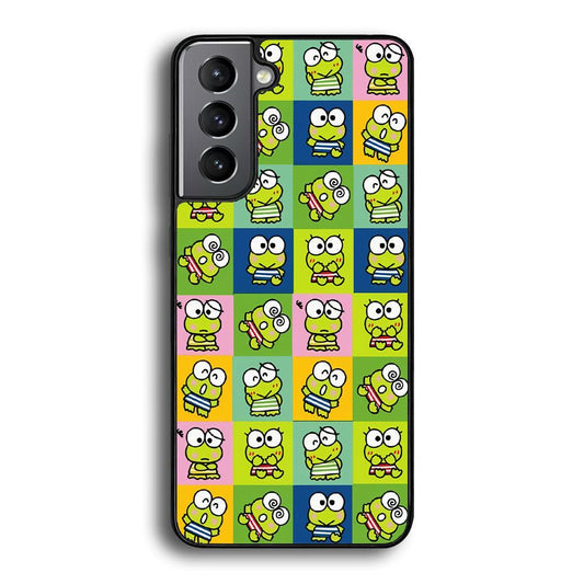 Keroppi Expression on Square Frame Samsung Galaxy S22 Case-Rubber Black (2D Case)-Oxvistore