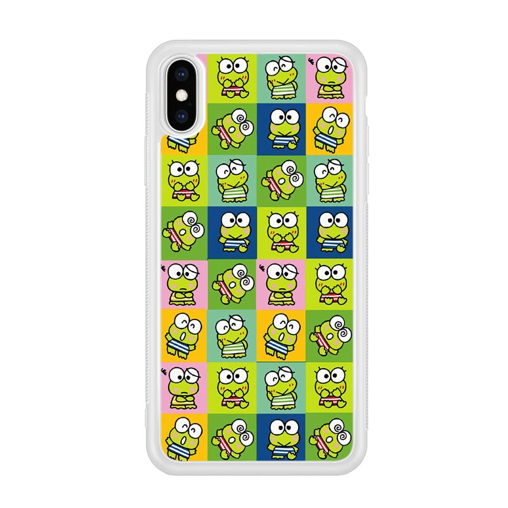 Keroppi Expression on Square Frame iPhone X Case-Oxvistore