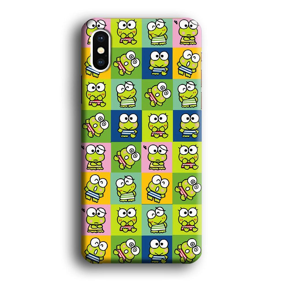 Keroppi Expression on Square Frame iPhone X Case-Oxvistore