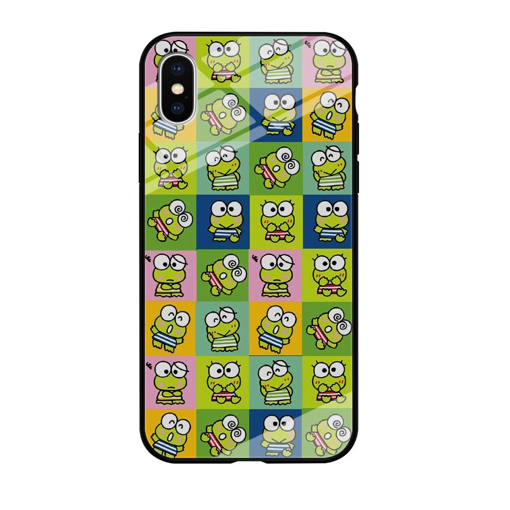 Keroppi Expression on Square Frame iPhone X Case-Oxvistore