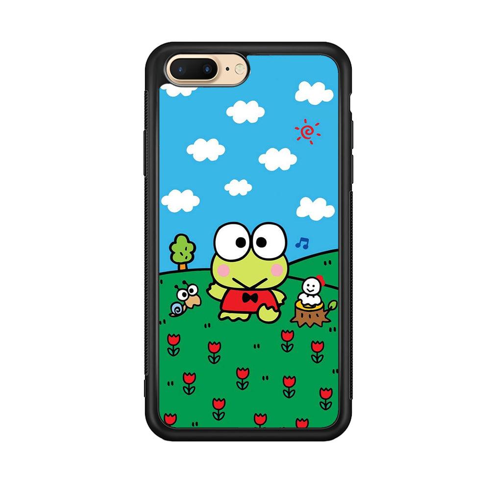 Keroppi Farmer Flower iPhone 7 Plus Case-Rubber Black (2D Case)-Oxvistore