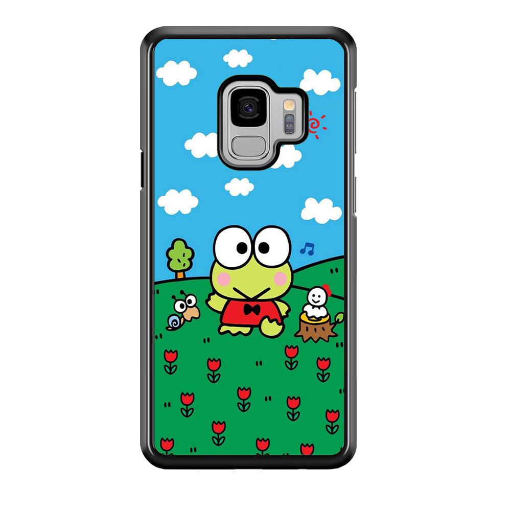 Keroppi Farmer Flower Samsung Galaxy S9 Case-Rubber Black (2D Case)-Oxvistore