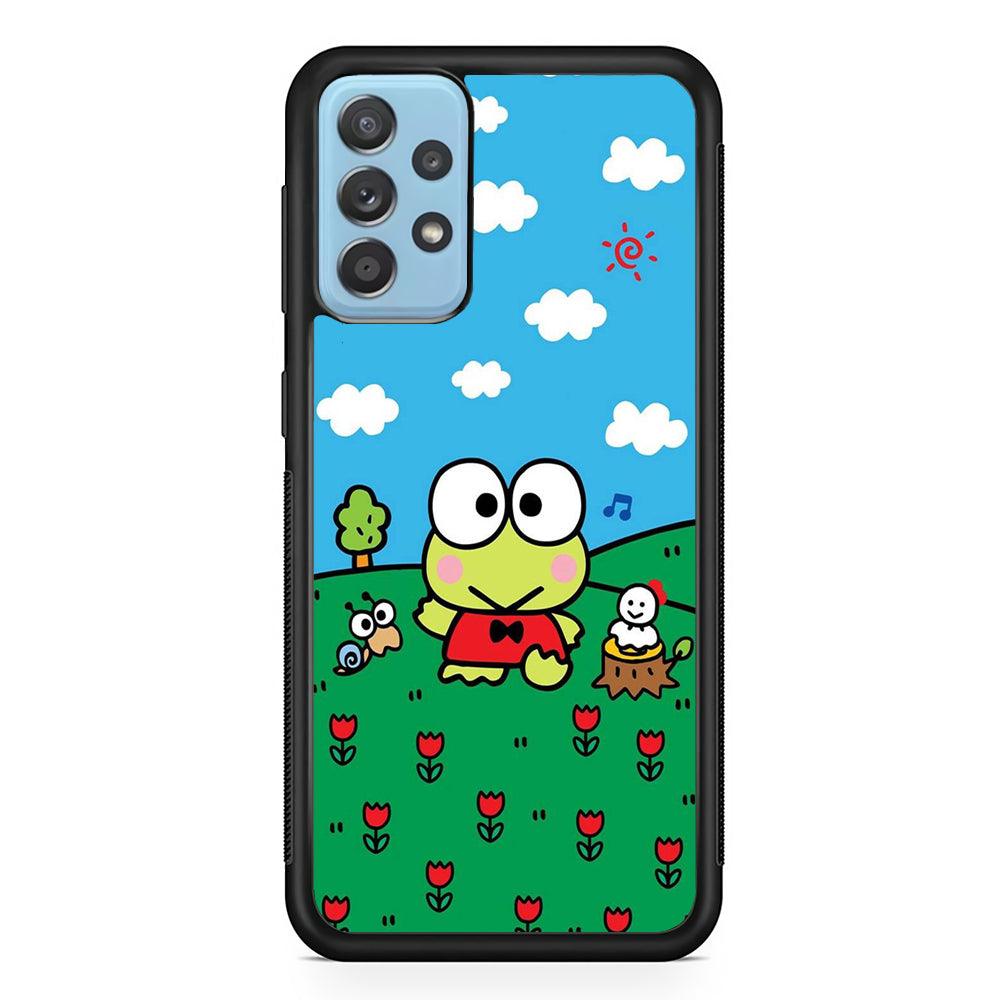 Keroppi Farmer Flower Samsung Galaxy A72 Case-Rubber Black (2D Case)-Oxvistore